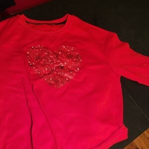 SHEIN Red Sequin Heart Kids Sweatshirt